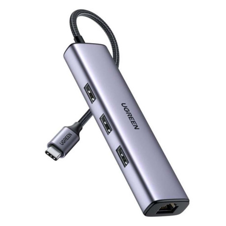 Ugreen Cm475 Adapter usb-c hub to 3x usb 3.0 Rj45 usb-c pd Gray (60600) (Ugr60600)