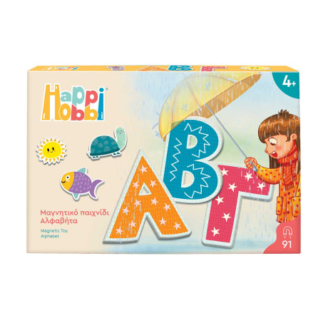 HappiHobbi Αλφαβήτα 91 Εκπαιδευτικοί Χάρτινοι Μαγνήτες Για 4+ Χρονών