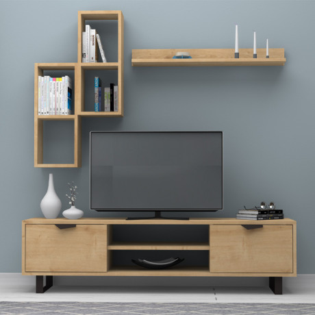 Σύνθεση Τηλεόρασης Lonsa Megapap Χρώμα Φυσικό Οξιάς 160x35x40εκ.