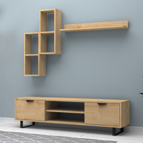 Σύνθεση Τηλεόρασης Lonsa Megapap Χρώμα Φυσικό Οξιάς 160x35x40εκ.