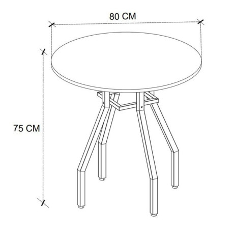 Σετ Τραπεζαρία 5τμχ Roma - Iris Megapap Χρώμα Pine oak - Ανοιχτό Μπεζ Ø80x75εκ.