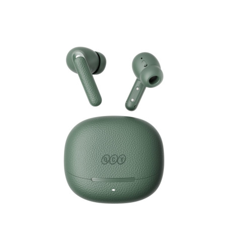 Qcy Buds anc Green (Ht15)- 45db anc tws Earbuds 35h 5 mic Enc, ear-Canal Adaptive Tech, Leather Case