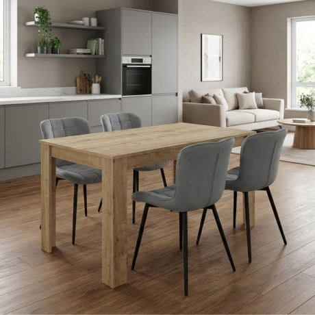 Σετ Τραπεζαρία 5τμχ Darlen - Chiara Megapap Χρώμα Sapphire oak - Γκρι 125x72x74εκ.