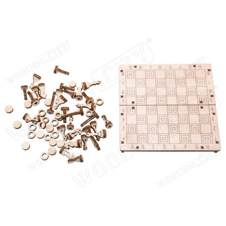 Wooden.city - Ξυλινο Μηχανικο Παζλ Σκακι και Νταμα 2 σε 1 (92 Κομματια)