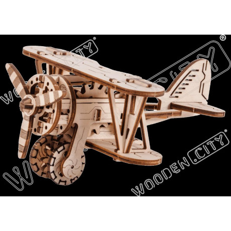 Wooden.city - Ξυλινο Μηχανικο Παζλ Αεροπλανο (63 Κομματια)