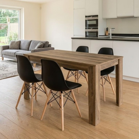 Σετ Τραπεζαρία 5τμχ Darlen - Nova Megapap Χρώμα Καρυδί - Μαύρο 125x72x74εκ.