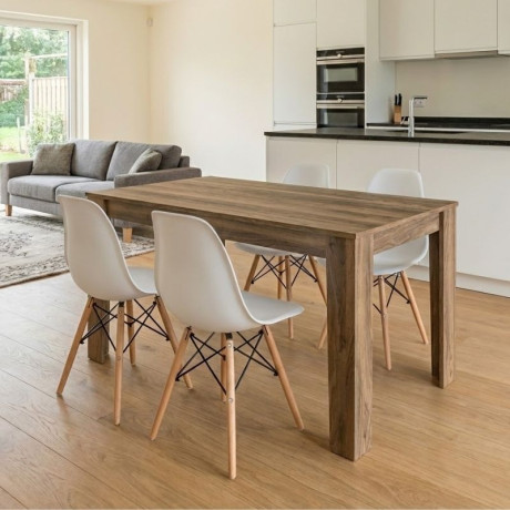 Σετ Τραπεζαρία 5τμχ Darlen - Nova Megapap Χρώμα Καρυδί - Λευκό 125x72x74εκ.