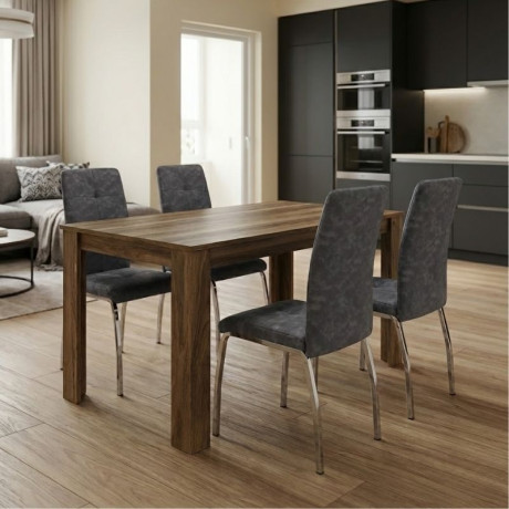 Σετ Τραπεζαρία 5τμχ Darlen - Alma Megapap Χρώμα Καρυδί - Γκρι 125x72x74εκ.