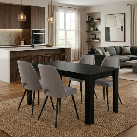 Σετ Τραπεζαρία 5τμχ Darlen - Christy Megapap Χρώμα Sencron Black - Ανοιχτό Μπεζ 125x72x74εκ.