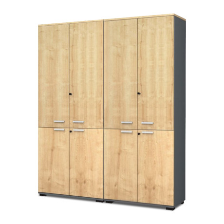 Ντουλάπα Γραφείου Επαγγελματική Venturo Megapap Χρώμα Ανθρακί - Φυσικό Οξιάς 160x40x200εκ.