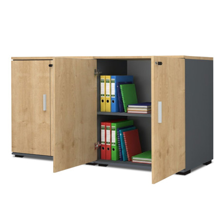 Ντουλάπι Γραφείου Επαγγελματικό Venturo Megapap Χρώμα Ανθρακί - Φυσικό Οξιάς 160x40x80εκ.