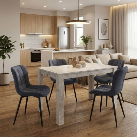 Σετ Τραπεζαρία 5τμχ Darlen - Chiara Megapap Χρώμα Λευκό εφέ Μαρμάρου - Ανθρακί 125x72x74εκ.