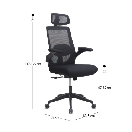 Καρέκλα Γραφείου Διευθυντική Belora Megapap με Ύφασμα Mesh Χρώμα Μαύρο 63,5x62x117/127εκ.