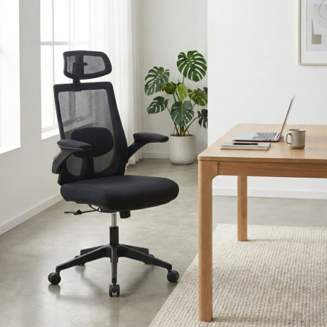 Καρέκλα Γραφείου Διευθυντική Belora Megapap με Ύφασμα Mesh Χρώμα Μαύρο 63,5x62x117/127εκ.