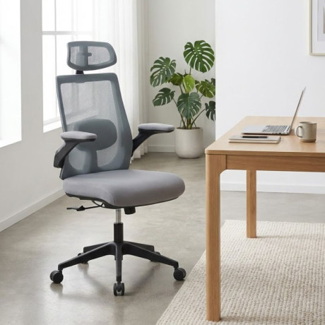 Καρέκλα Γραφείου Διευθυντική Belora Megapap με Ύφασμα Mesh Χρώμα Γκρι 63,5x62x117/127εκ.