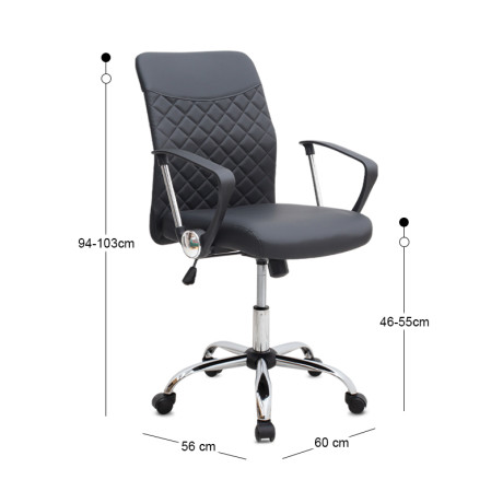 Καρέκλα Γραφείου Avelon Megapap από Τεχνόδερμα Χρώμα Μαύρο 60x56x94/103εκ.