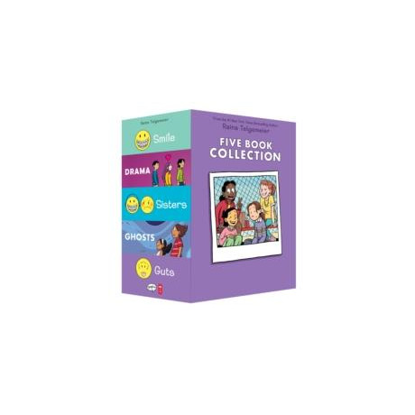 Raina Telgemeier Five Book Collection: Smile, Drama, Sisters, Ghosts, Guts