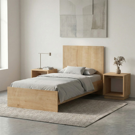 Κρεβάτι Troy Megapap Χρώμα Φυσικό Οξιάς 100x200εκ.