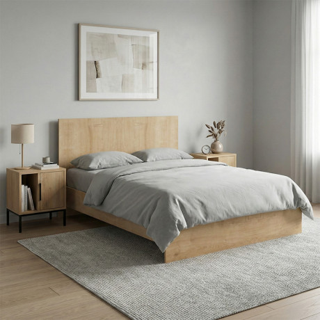 Κρεβάτι Troy Megapap Χρώμα Φυσικό Οξιάς 140x190εκ.