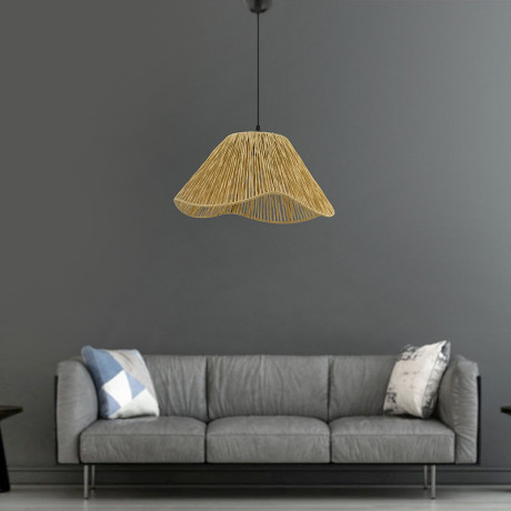 Φωτιστικό Οροφής Sukne Megapap e27 Γιούτα Μονόφωτο Χρώμα Camel Ø35x60εκ.