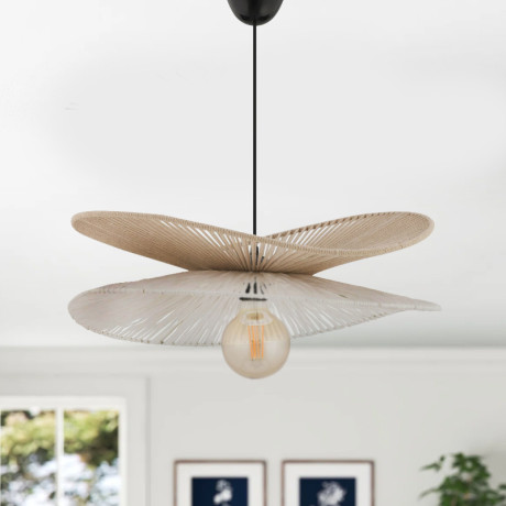 Φωτιστικό Οροφής Dafodil Megapap e27 Γιούτα Μονόφωτο Χρώμα Μπεζ - Λευκό Ø48x55εκ.