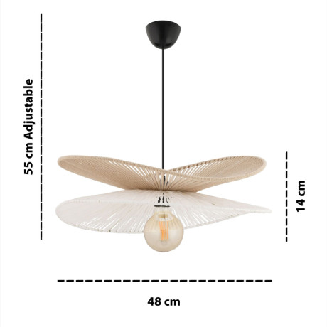 Φωτιστικό Οροφής Dafodil Megapap e27 Γιούτα Μονόφωτο Χρώμα Μπεζ - Λευκό Ø48x55εκ.