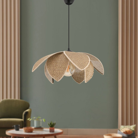 Φωτιστικό Οροφής Magnolia Megapap e27 Ύφασμα pvc Μονόφωτο Χρώμα Μπεζ Ø40x55εκ.