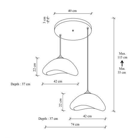 Φωτιστικό Οροφής Luna Megapap e27 Fiberglass Δίφωτο Χρώμα Λευκό Ø74x115εκ.