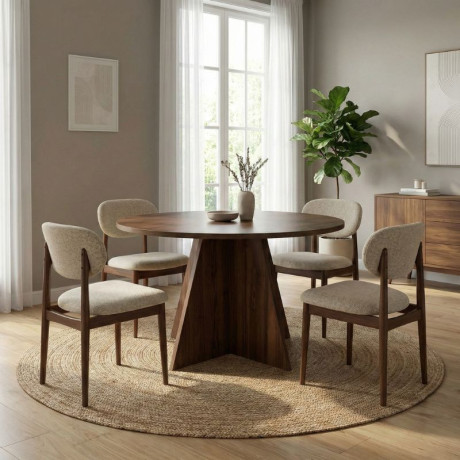 Τραπέζι Virela Megapap Χρώμα Καρυδί Ø120x75εκ.