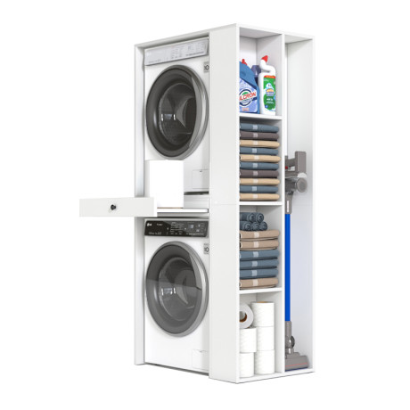 Έπιπλο Πλυντηρίου - Στεγνωτηρίου Bace Megapap Χρώμα Λευκό 90x60x187εκ.