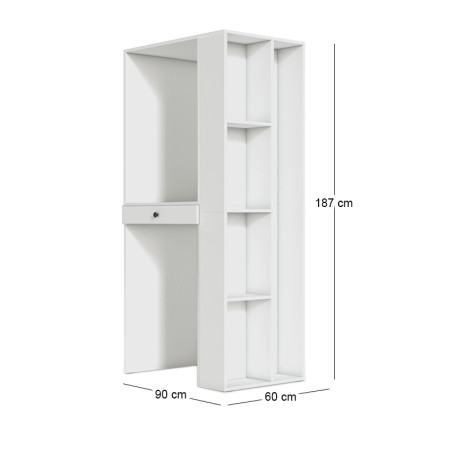 Έπιπλο Πλυντηρίου - Στεγνωτηρίου Bace Megapap Χρώμα Λευκό 90x60x187εκ.