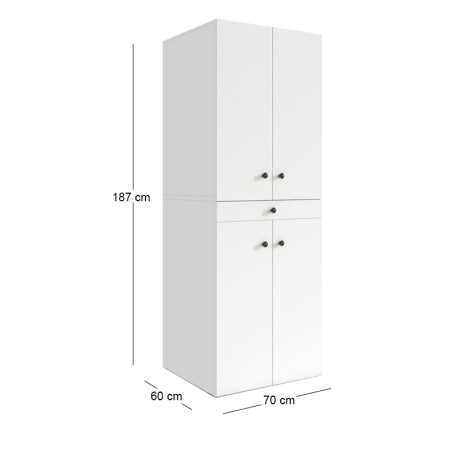 Έπιπλο Πλυντηρίου - Στεγνωτηρίου Kindi Megapap Χρώμα Λευκό 70x60x187εκ.