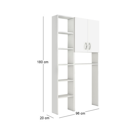 Έπιπλο Πλυντηρίου Make Megapap Χρώμα Λευκό 96x20x180εκ.