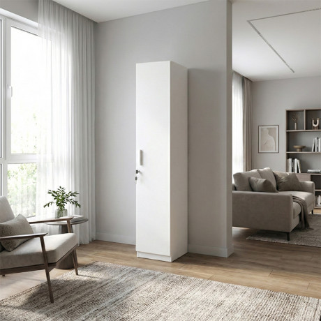 Ντουλάπα Ρούχων Emeril Megapap Μονόφυλλη Χρώμα Λευκό 35x42x180εκ.