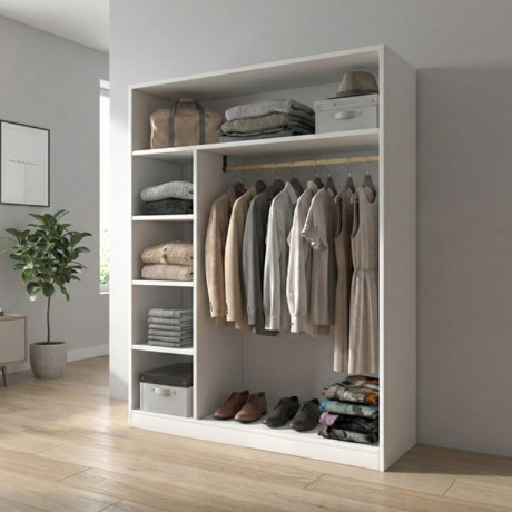 Ντουλάπα Ρούχων Ανοιχτή - Έπιπλο Εισόδου Sandra Megapap Χρώμα Λευκό 120x40x150εκ.