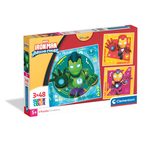 Clementoni Παιδικό Παζλ Super Color IronMan and His Awesome Friends 3x48 τμχ