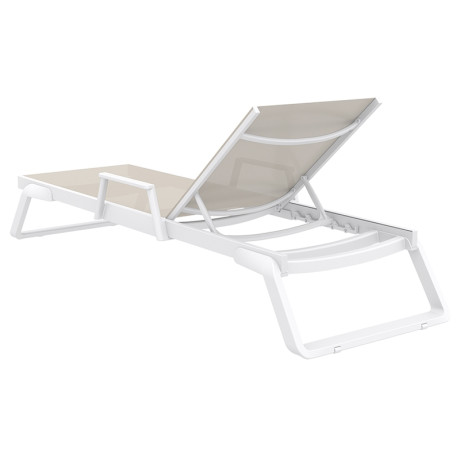 TROPIC ΞΑΠΛΩΣΤΡΑ ΜΕ ΜΠΡΑΤΣΑ WHITE/TAUPE ΑΛΟΥΜ-ΠΟΛ/ΝΙΟΥ 210X72X31εκ.