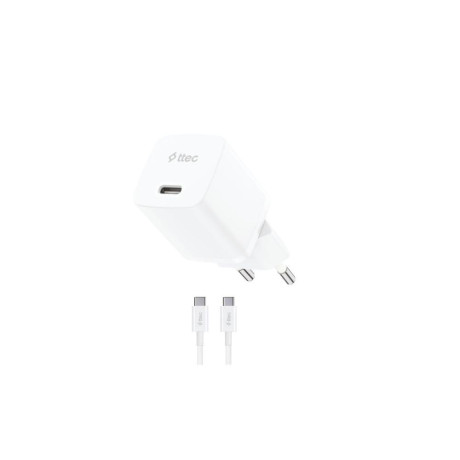Ttec Smartcharger gan 30w pd Travel Fast Charger + usb-c - usb-c 60w Cable White (2scg30cb) (Ttec2scg30cb)