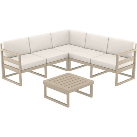 MYKONOS ΓΩΝΙΑ SET TAUPE ΜΕ ΜΑΞΙΛΑΡΙΑ ΠΟΛ/ΝΙΟΥ (+ΤΡΑΠ.65εκ.)
