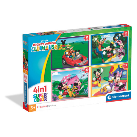 Clementoni Παιδικό Παζλ 4 in 1 Super Color Disney Mickey Mouse Club House 12-16-20-24 τμχ