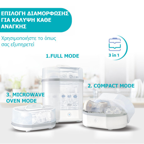 Chicco Βρεφικός Αποστειρωτής Μπιμπερό Ηλεκτρικός 3 Σε 1