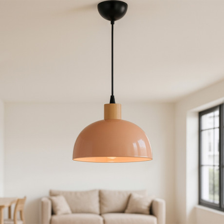 Φωτιστικό Οροφής Talis Megapap e27 Μεταλλικό Μονόφωτο Χρώμα Salmon Ø25x100εκ.