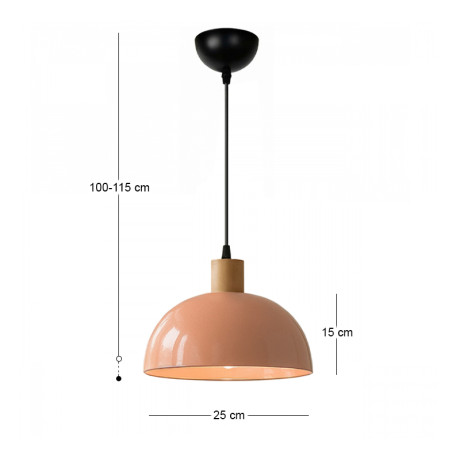 Φωτιστικό Οροφής Talis Megapap e27 Μεταλλικό Μονόφωτο Χρώμα Salmon Ø25x100εκ.