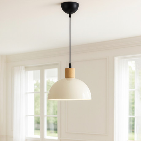 Φωτιστικό Οροφής Talis Megapap e27 Μεταλλικό Μονόφωτο Χρώμα Κρεμ Ø25x100εκ.