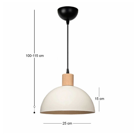 Φωτιστικό Οροφής Talis Megapap e27 Μεταλλικό Μονόφωτο Χρώμα Κρεμ Ø25x100εκ.