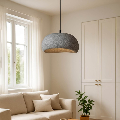 Φωτιστικό Οροφής Riven Megapap e27 Polyester Μονόφωτο Χρώμα Γκρι Ø35x80εκ.