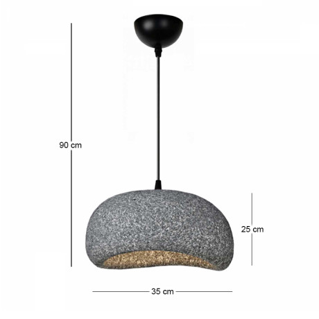 Φωτιστικό Οροφής Riven Megapap e27 Polyester Μονόφωτο Χρώμα Γκρι Ø35x80εκ.