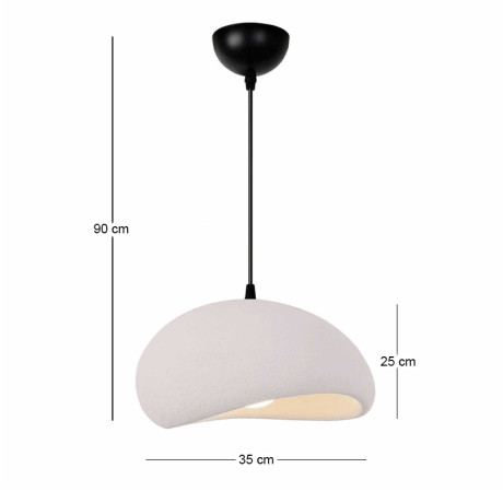 Φωτιστικό Οροφής Riven Megapap e27 Polyester Μονόφωτο Χρώμα Κρεμ Ø35x80εκ.