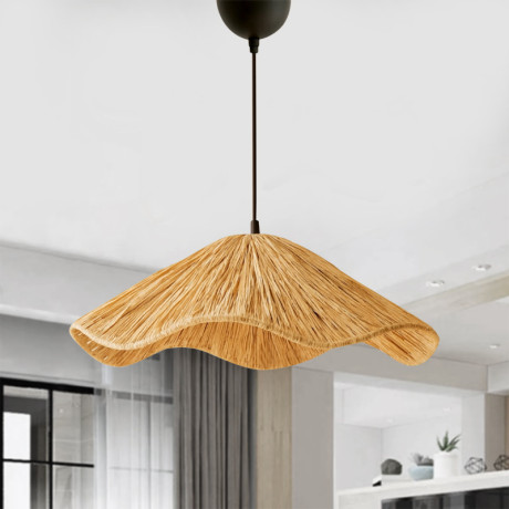 Φωτιστικό Οροφής Miro Megapap e27 Wicker Μονόφωτο Χρώμα Φυσικό Ø50x100εκ.