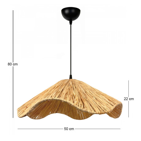 Φωτιστικό Οροφής Miro Megapap e27 Wicker Μονόφωτο Χρώμα Φυσικό Ø50x100εκ.